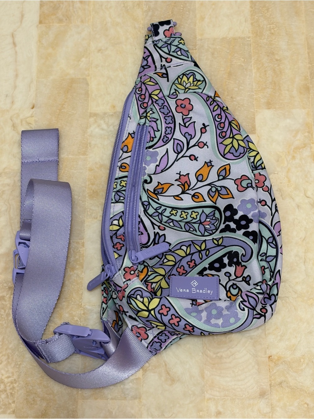 Vera Bradley Maddalena Paisley Lighten Up Essential Sling Backpack EUC